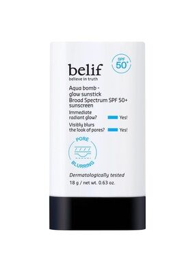 belif Aqua Bomb Glow Sunstick SPF 50+ — White Radiant Sunscreen Stick